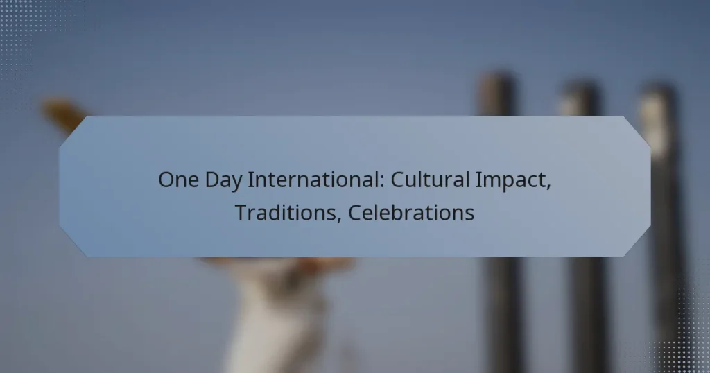 One Day International: Cultural Impact, Traditions, Celebrations