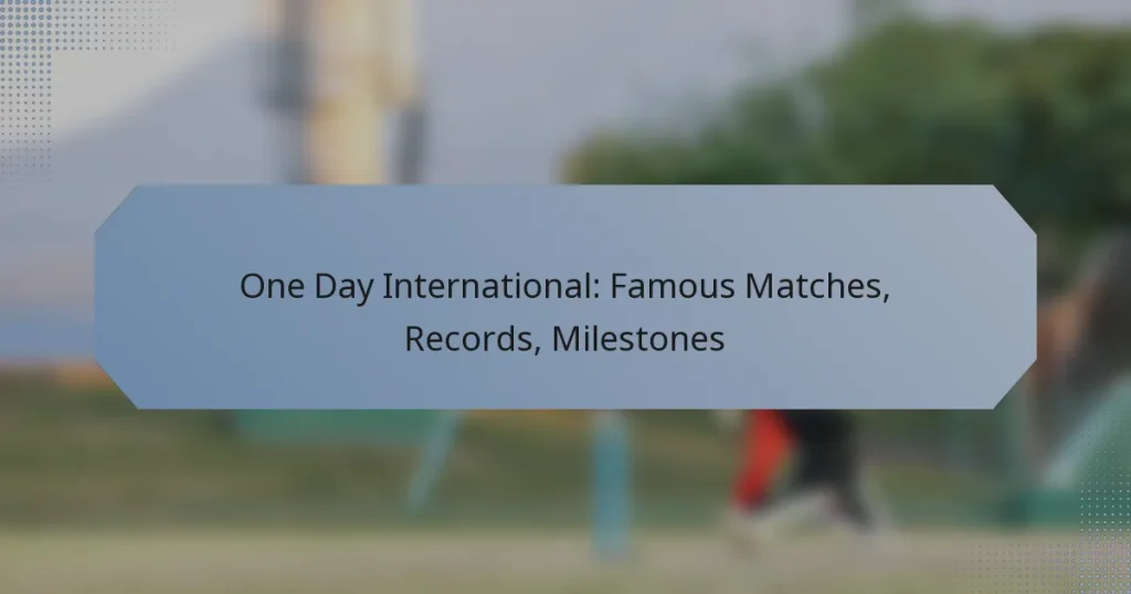 One Day International: Famous Matches, Records, Milestones