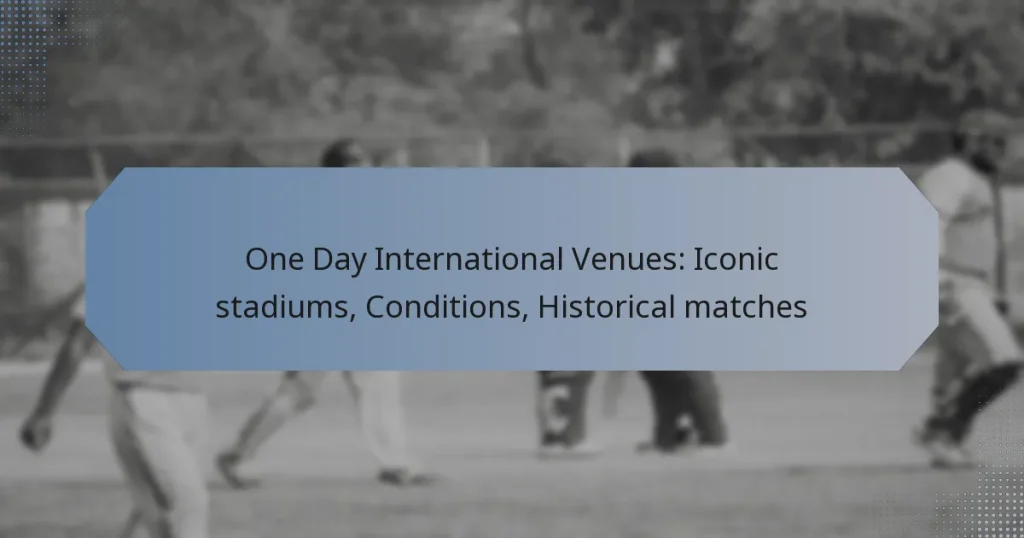 One Day International Venues: Iconic stadiums, Conditions, Historical matches