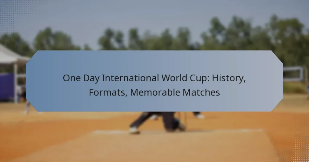 One Day International World Cup: History, Formats, Memorable Matches