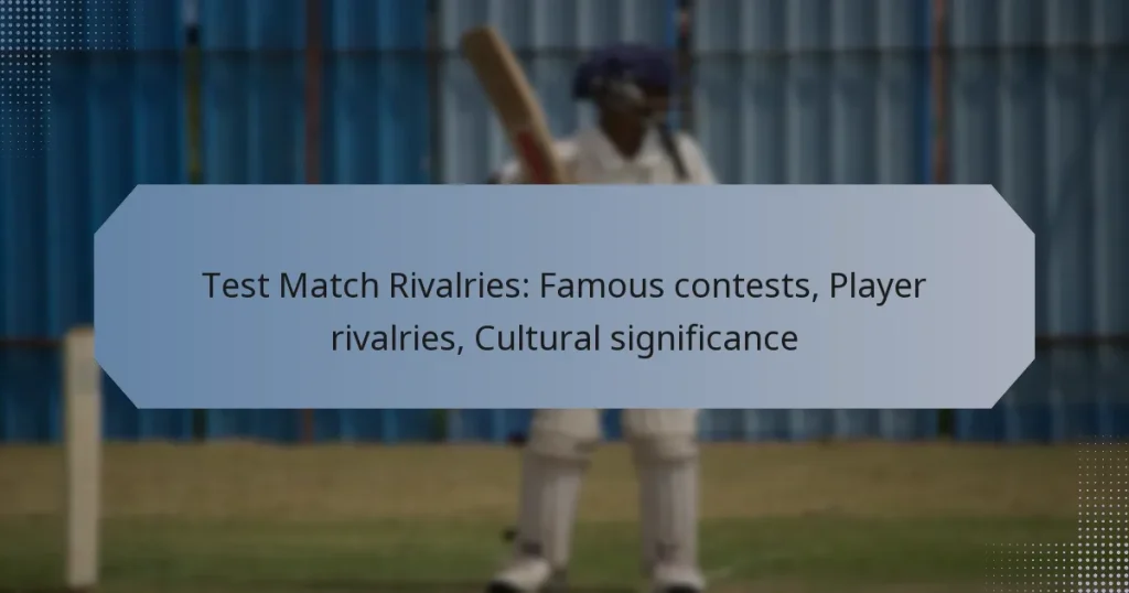 Test Match Rivalries: Famous contests, Player rivalries, Cultural significance