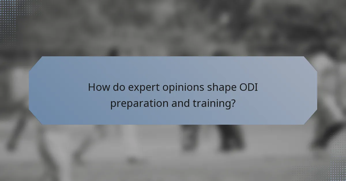 How do expert opinions shape ODI preparation and training?