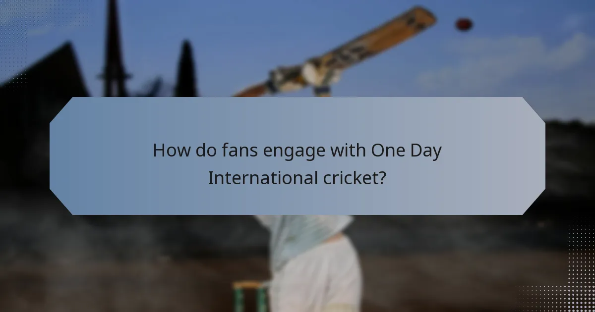 How do fans engage with One Day International cricket?