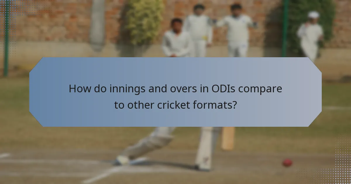 How do innings and overs in ODIs compare to other cricket formats?
