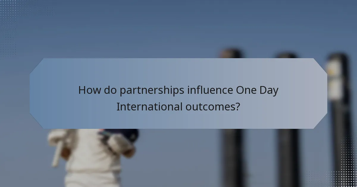 How do partnerships influence One Day International outcomes?