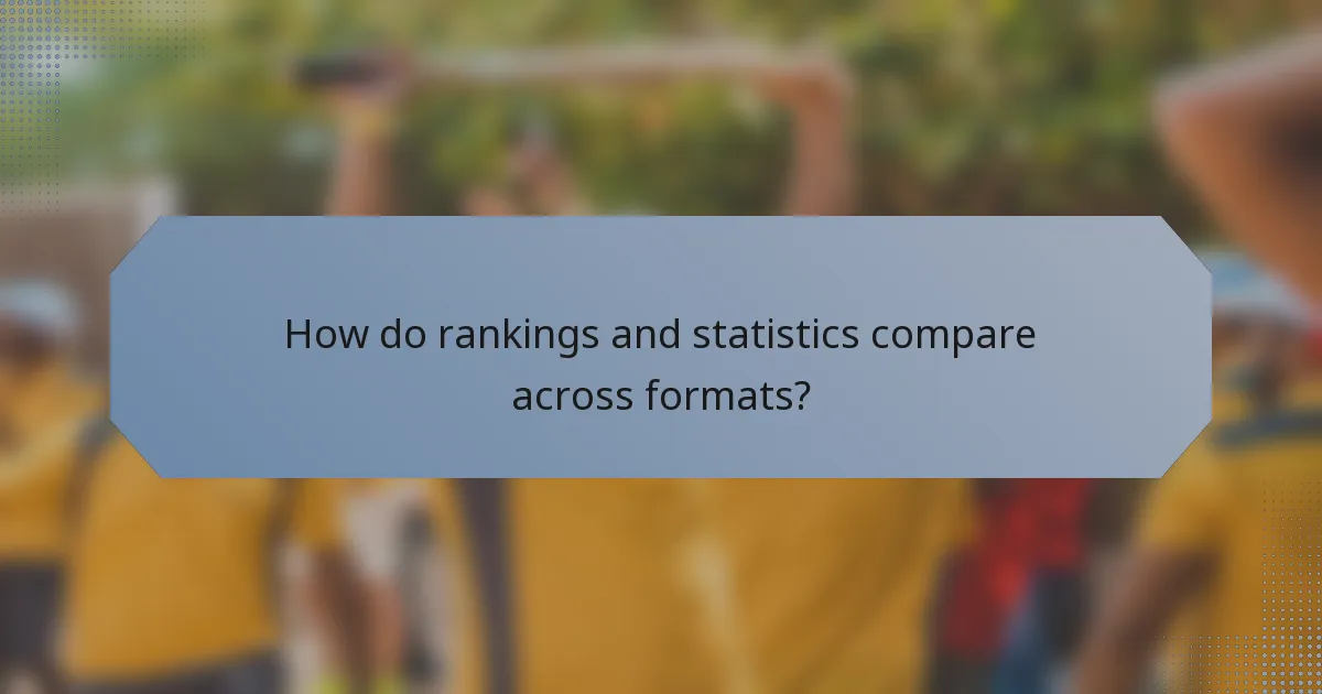 How do rankings and statistics compare across formats?