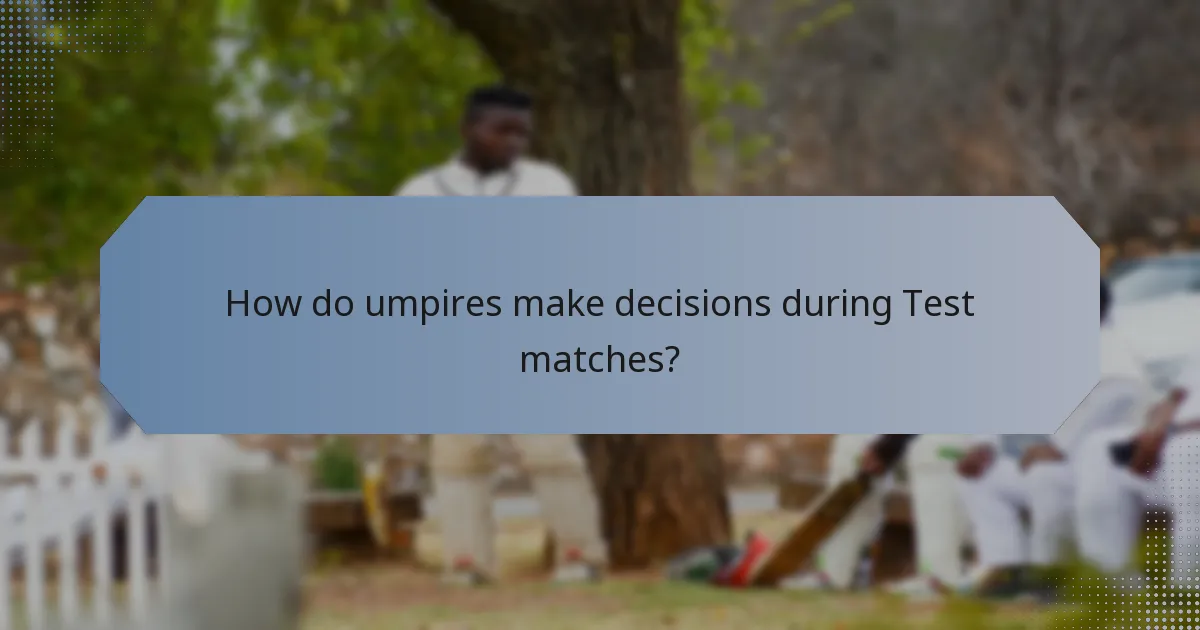 How do umpires make decisions during Test matches?