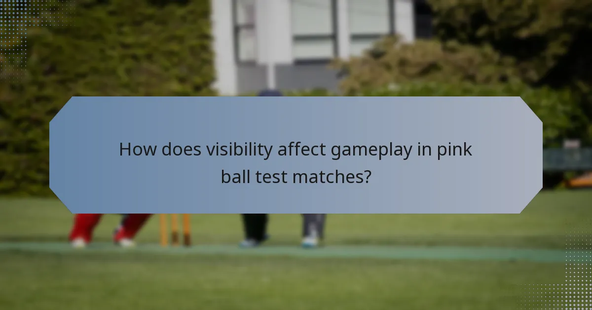 How does visibility affect gameplay in pink ball test matches?