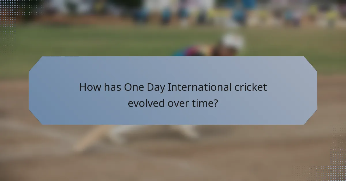 How has One Day International cricket evolved over time?