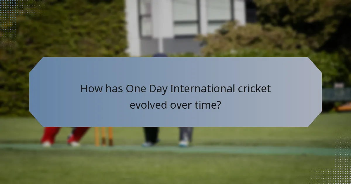 How has One Day International cricket evolved over time?