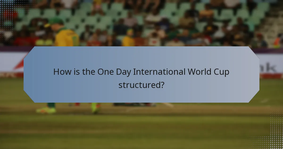 How is the One Day International World Cup structured?