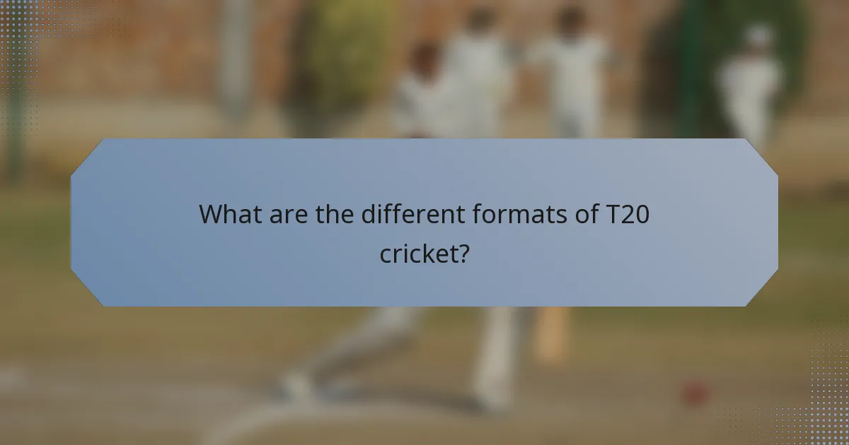 What are the different formats of T20 cricket?