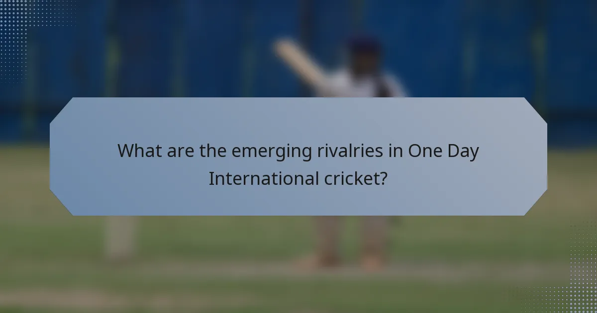 What are the emerging rivalries in One Day International cricket?