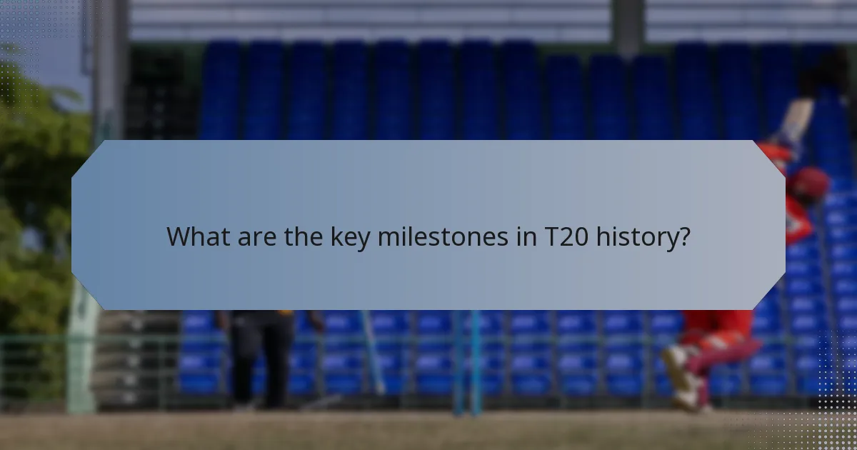 What are the key milestones in T20 history?