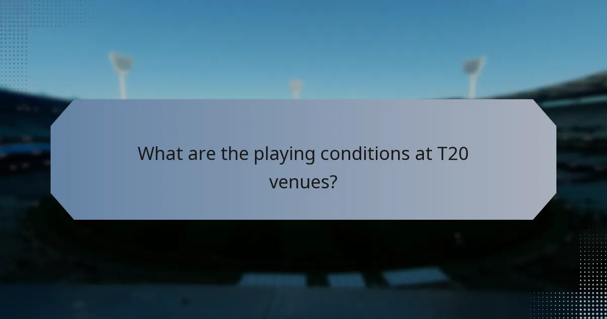 What are the playing conditions at T20 venues?