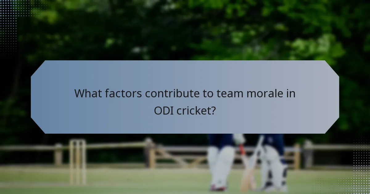 What factors contribute to team morale in ODI cricket?